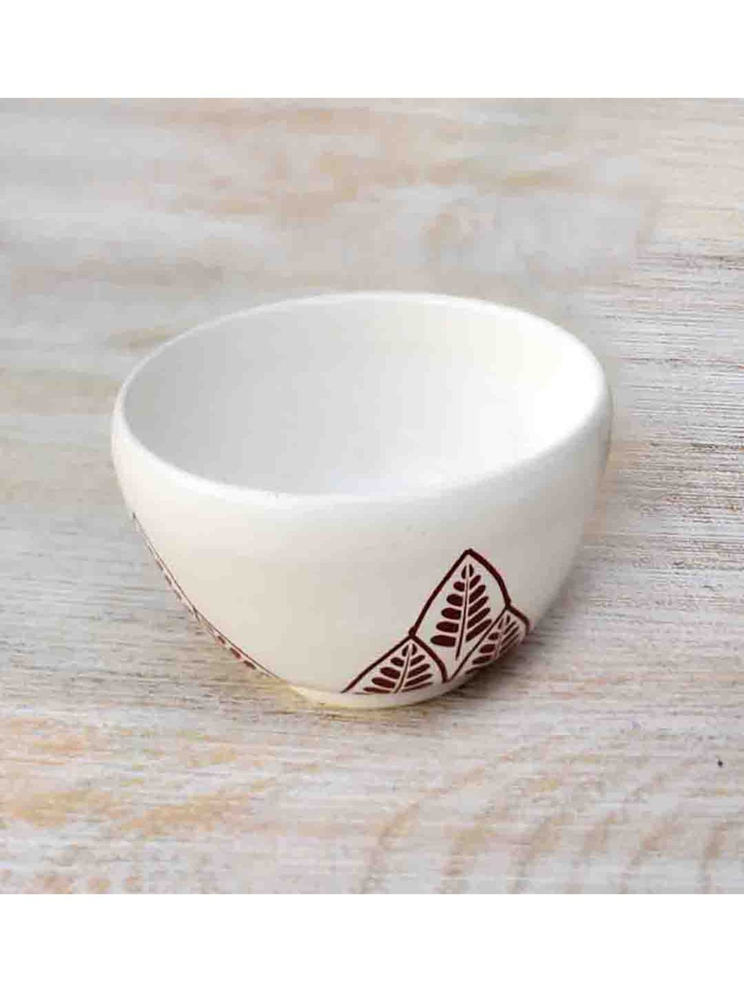 Fanusta Bahaar White Ceramic Bowl (100 ml) - Set of 1