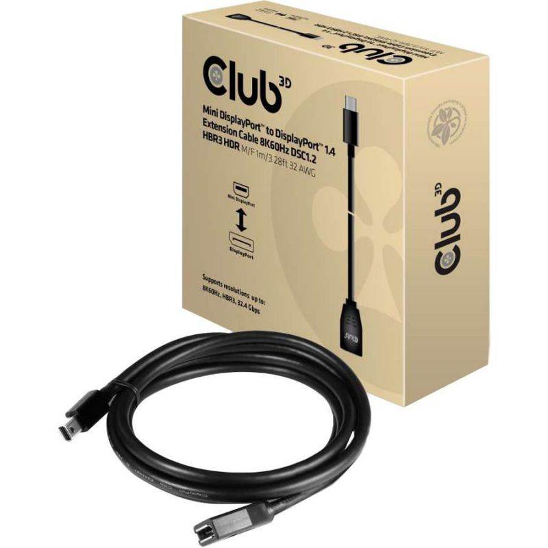Club 3D 3.28ft 1.4 8K Mini DisplayPort to DisplayPort Cable CAC-1121