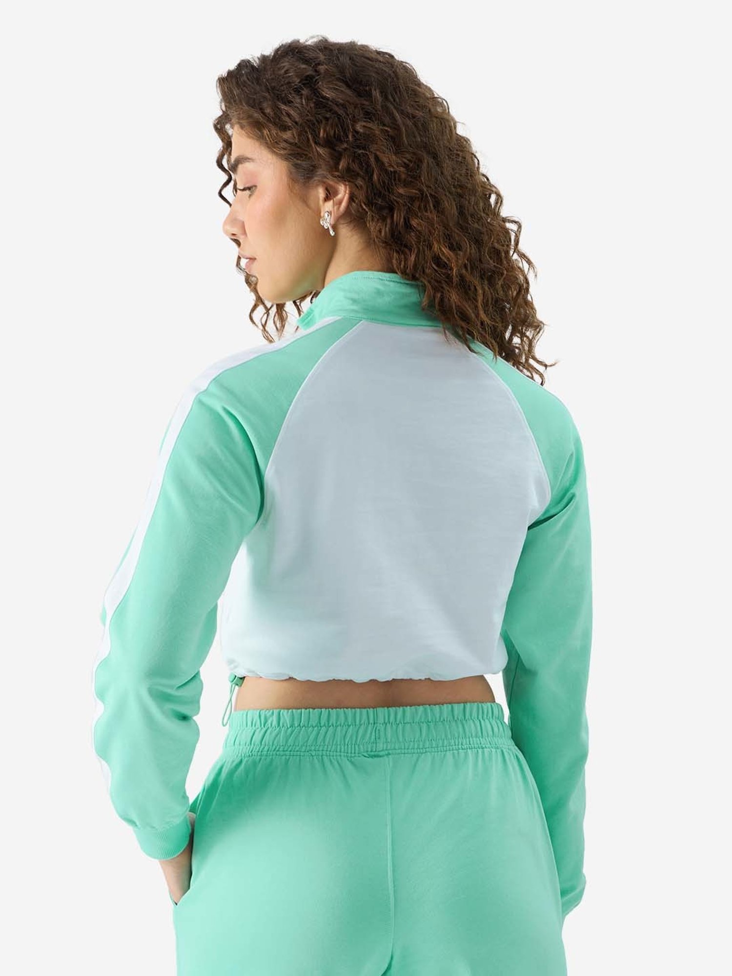 The Souled Store Green Color-Block Cropped T-Shirt