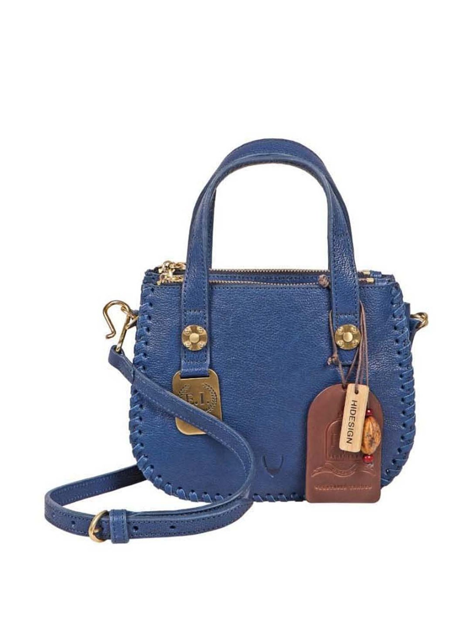 Hidesign Blue Solid Medium Handbag