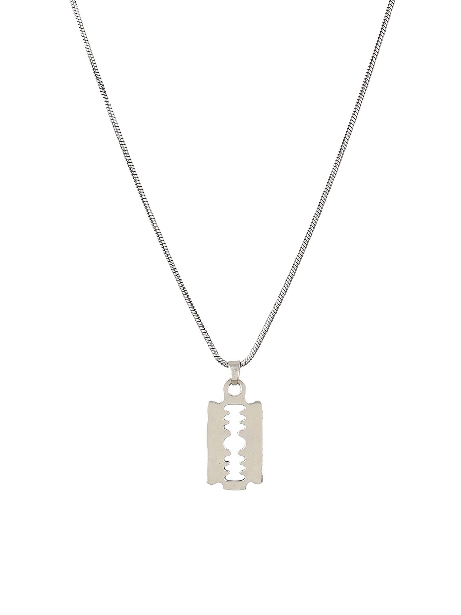 Bold by Priyaasi Shiny Blade Silver Casual Pendant With Chain for Men