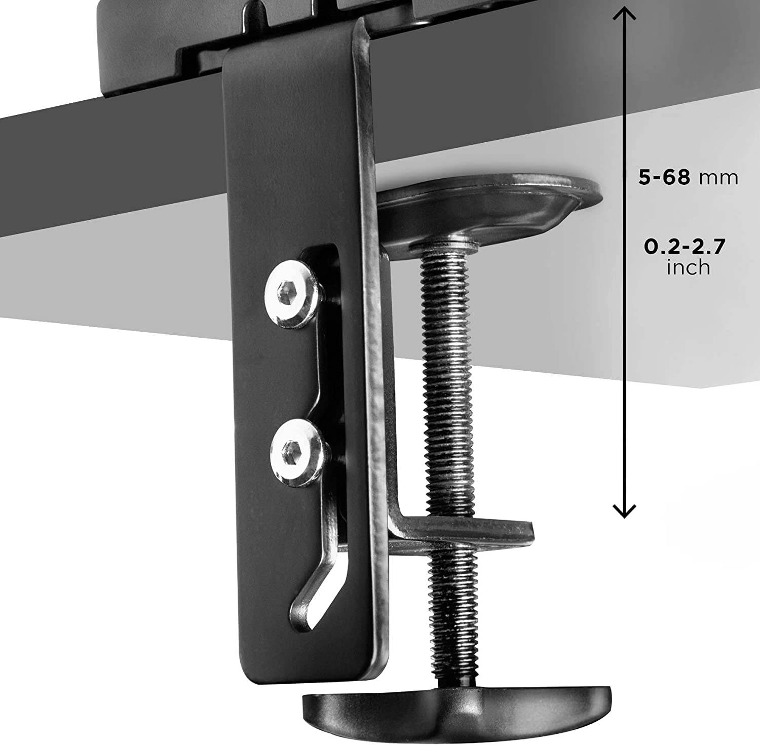Duronic DMDC52 DualGas Desk Mount Arm Monitor Stand Bracket Powered Full Motion | LCD LED VESA Monitors | Desk Bracket with Tilt and Swivel (Tilt +90&deg;/-45&deg;|Swivel 180&deg;|Rotate 360&deg;)