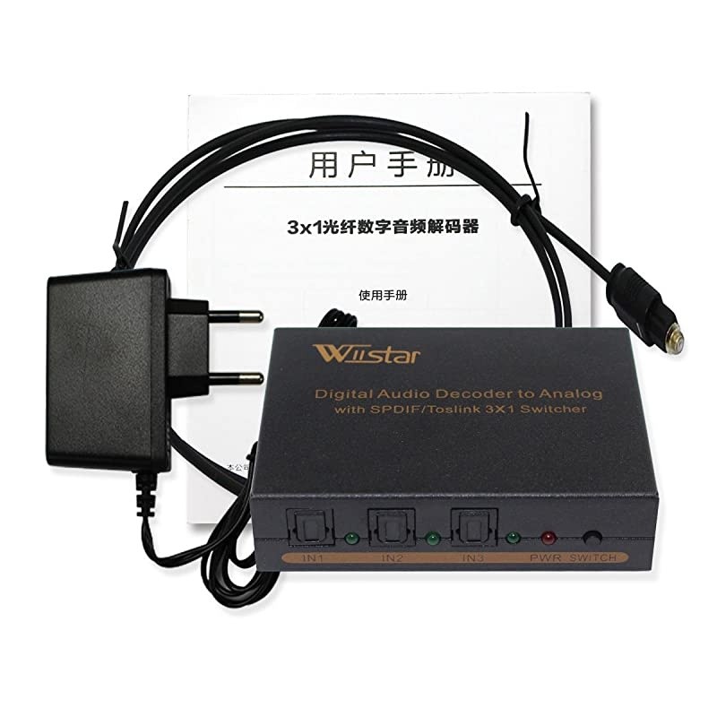 Toslink Switch 3x1 Digital Optical Audio Switch 3x1 with Analog RCA and 35mm Support 51CH 51CH LPCM20 DTS