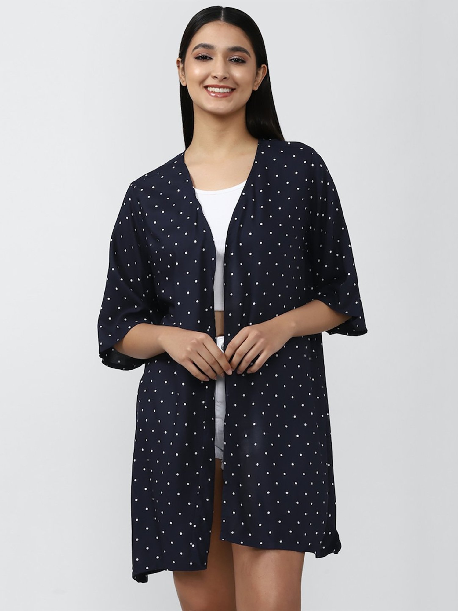 Forever 21 Navy Printed Shrug