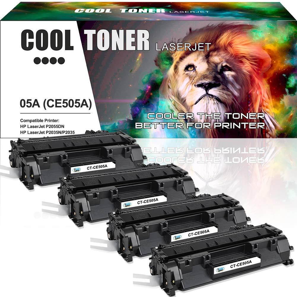 Cool Toner CE505A Compatible Toner Cartridge Replacement for HP 05A CE505A for HP P2035 P2055dn HP Laserjet P2035 P2055DN P2035N P2055D P0255X HP Laserjet P2055 P2035 2035 2055 Toner Ink Printer-4PK