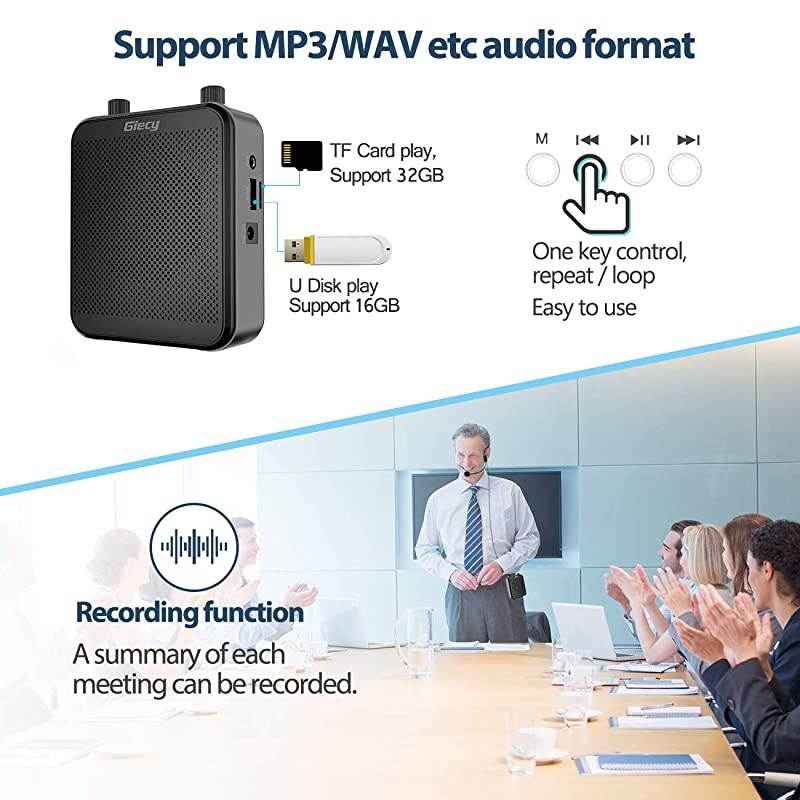 Portable 30W Voice Amplifiers 2800mAh Large Capacity Rechargeable Battery Bluetooth PA Sytem for Classroom, Meetings and Outdoors