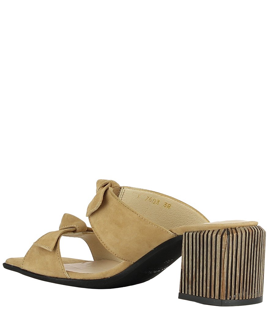 Wonders Mone Suede Bow Knot Block Heel Slide Sandals