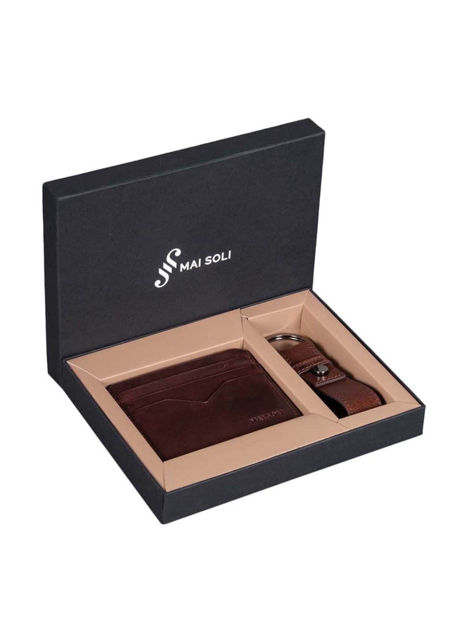 Mai Soli Brown Leather Keychain with Card Holder