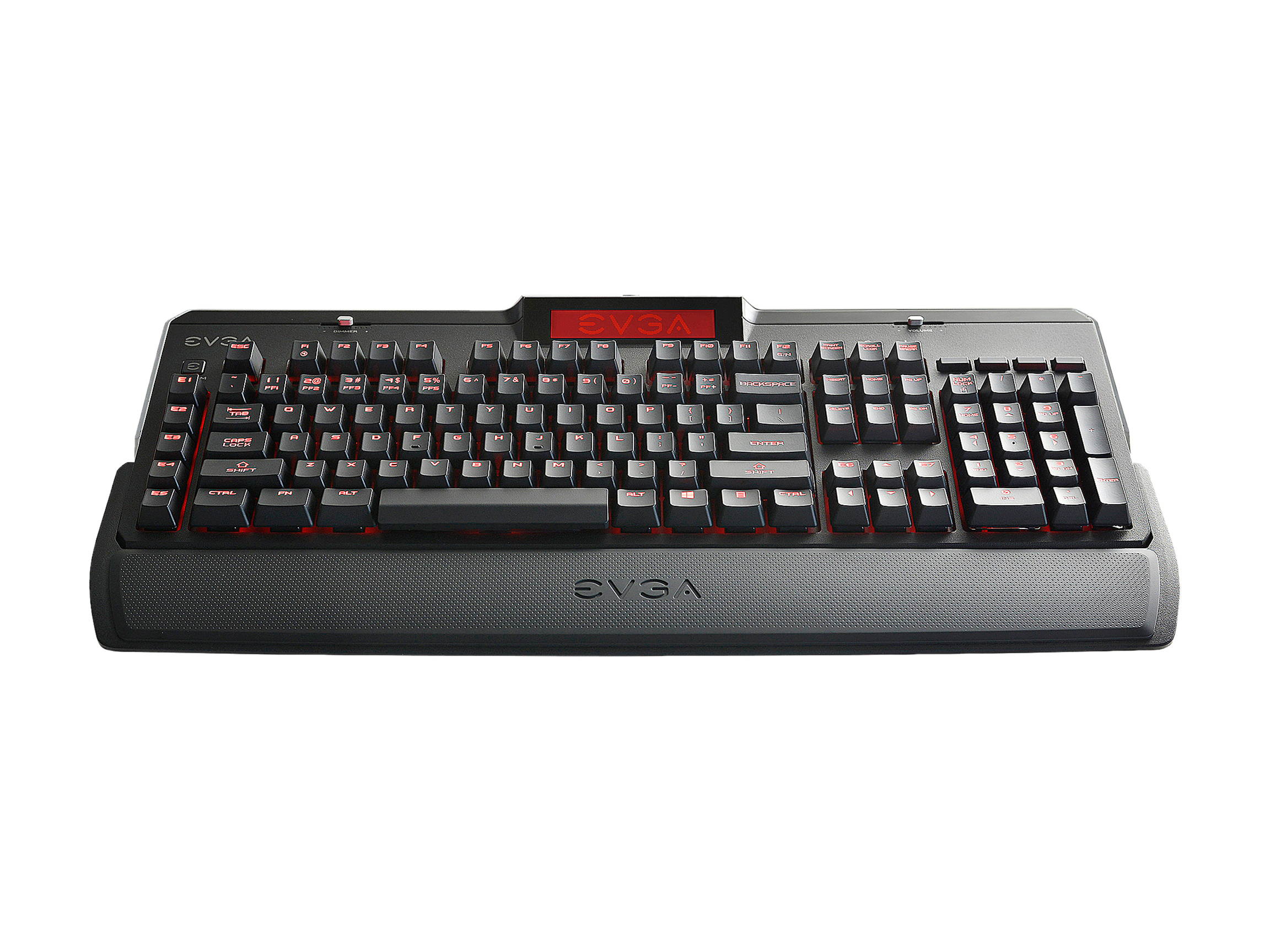 EVGA Z10 Gaming Keyboard, Red Backlit LED, Mechanical Blue Switches, Onboard LCD Display, Macro Gaming Keys