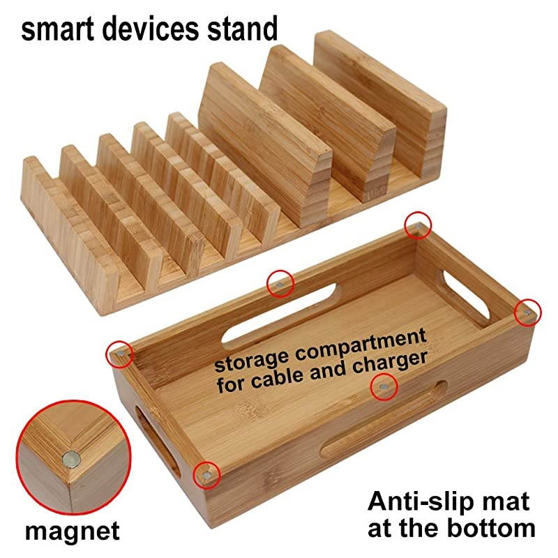Charging Station Organizer for Multiple Devices amp Wood Desktop Docking Charging Stand Such As Cell Phone Tablets Phone Case and Watch Stand Pezin amp Hulin