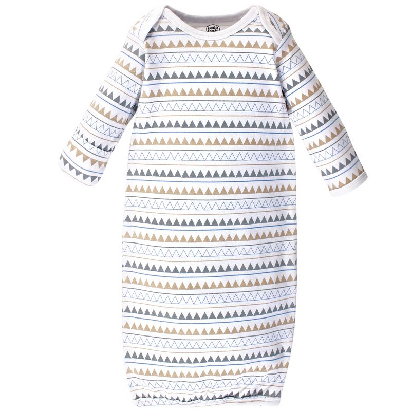 Luvable Friends Baby Boy Cotton Long-Sleeve Gowns 4pk, Tribe, 0-6 Months