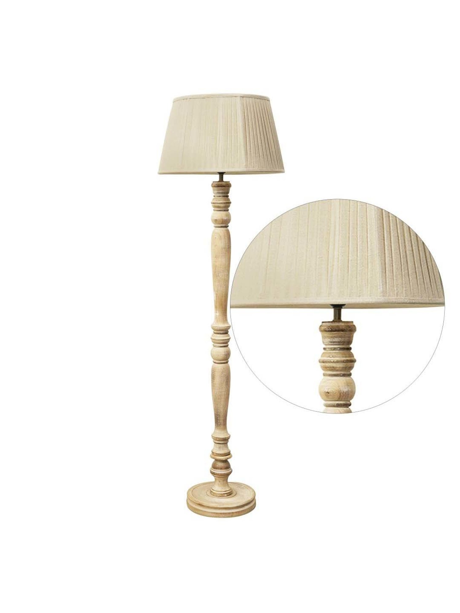 Kapoor E Illuminations Siemon Distress White Wood Single Light Floor Lamp