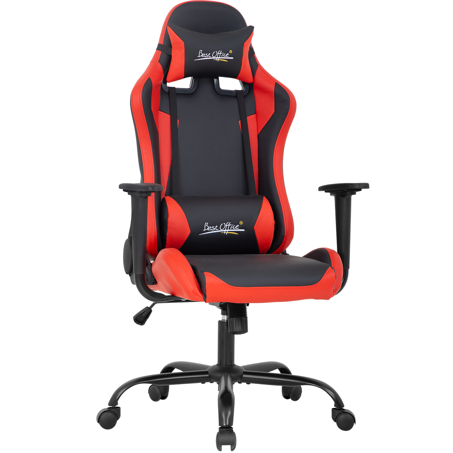 PC Gaming Chair Racing Chair Ergonomic Computer Chair with Lumbar Support Headrest Armrest Task Rolling Swivel Desk Chair PU Leather E-Sports Adjustable Office Chair Red