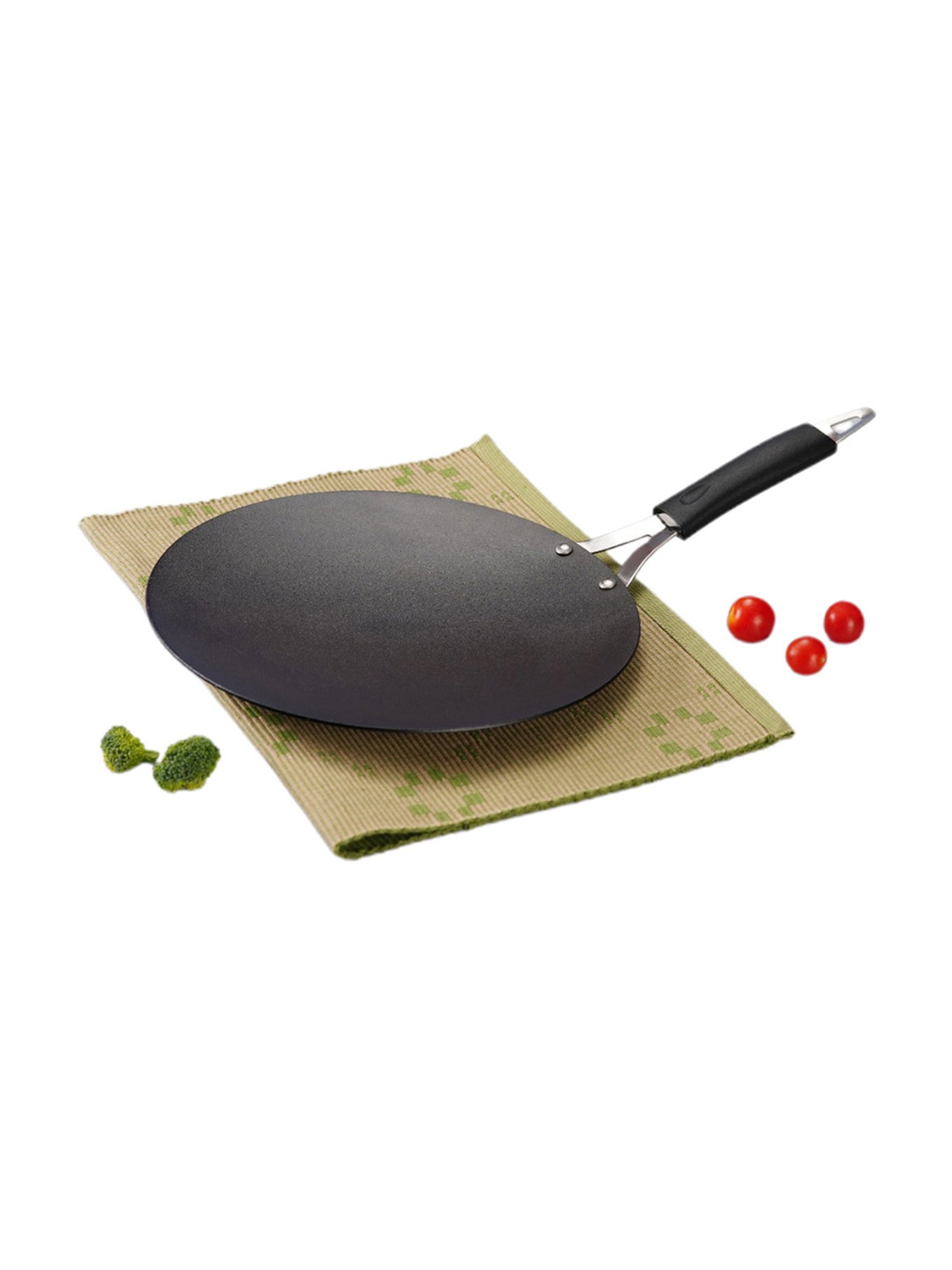 Sumeet  Pre Seasoned Carbon Steel (Iron) Concave Tawa for Roti, 25cm, Gas & Induction-Friendly