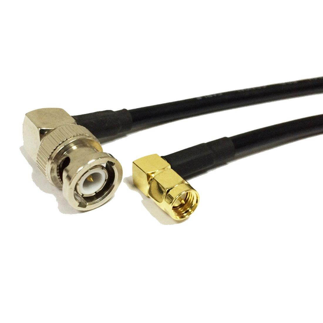 SMA male right angle 90-degree to BNC male right angle 90-degree RF coax cable RG58 50cm 20inch