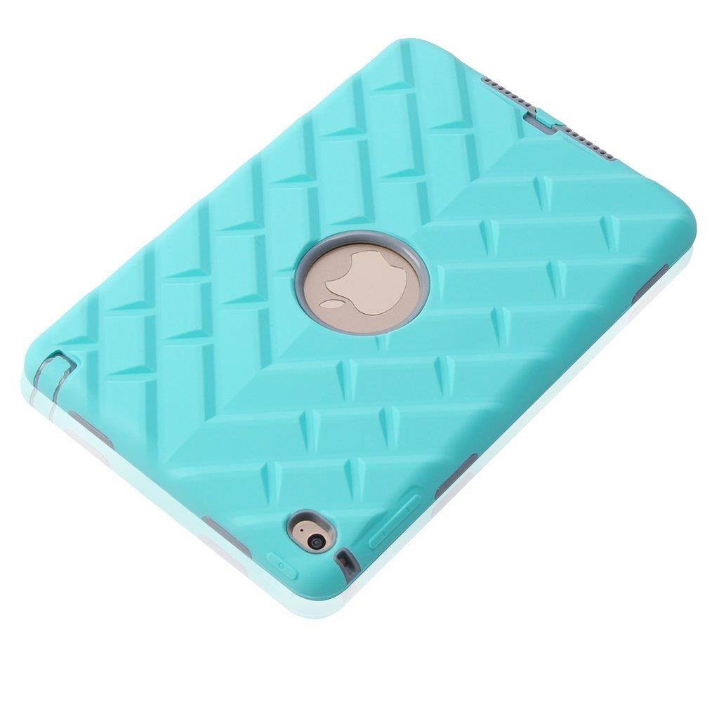 iPad mini 4 Case, iPad A1538/A1550 Case, Hocase Rugged Shockproof Anti-Slip Hybrid Hard Shell+Silicone Rubber Bumper Protective Case for Apple iPad mini 4th Generation 2015 - Teal / Grey