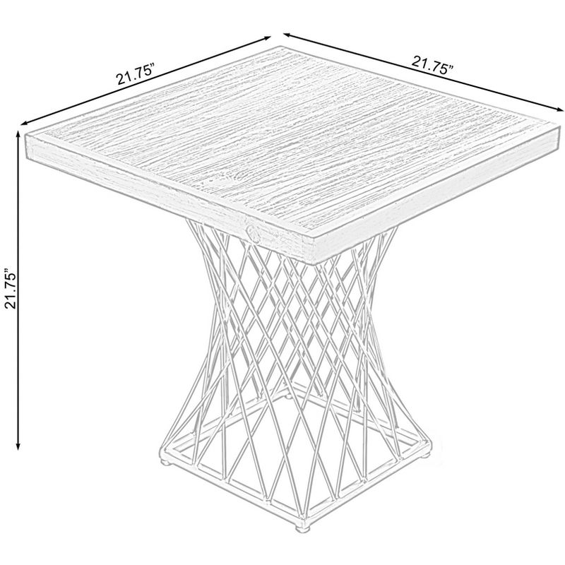 Bold Tones Modern Square Wood and Gold Metal Side Table