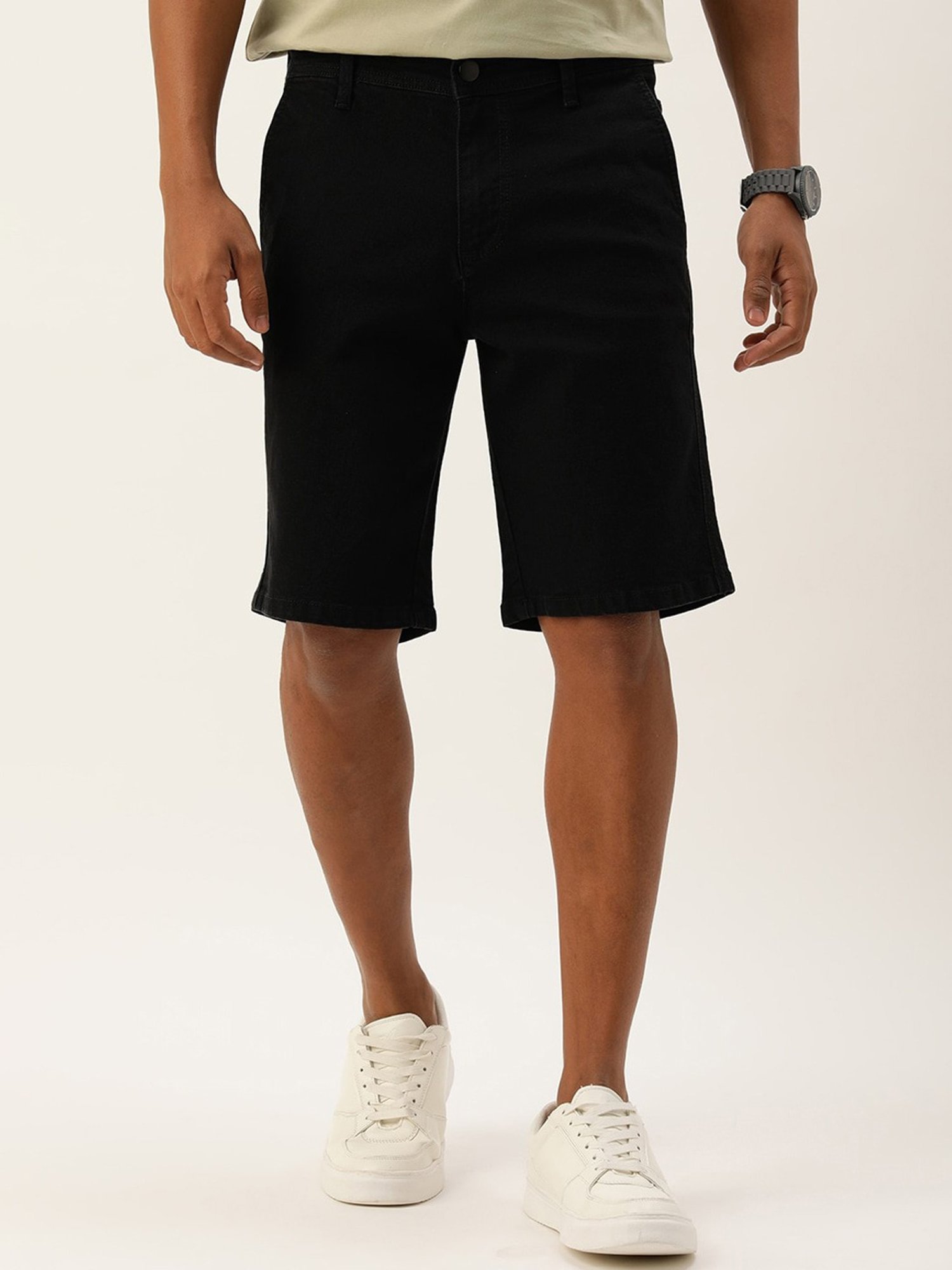 IVOC Black Regular Fit Denim Shorts