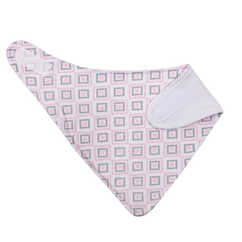 Neat Solutions Interlock/Knit Terry Bandana Bib Set - Pink Stripe Floral - 3pk
