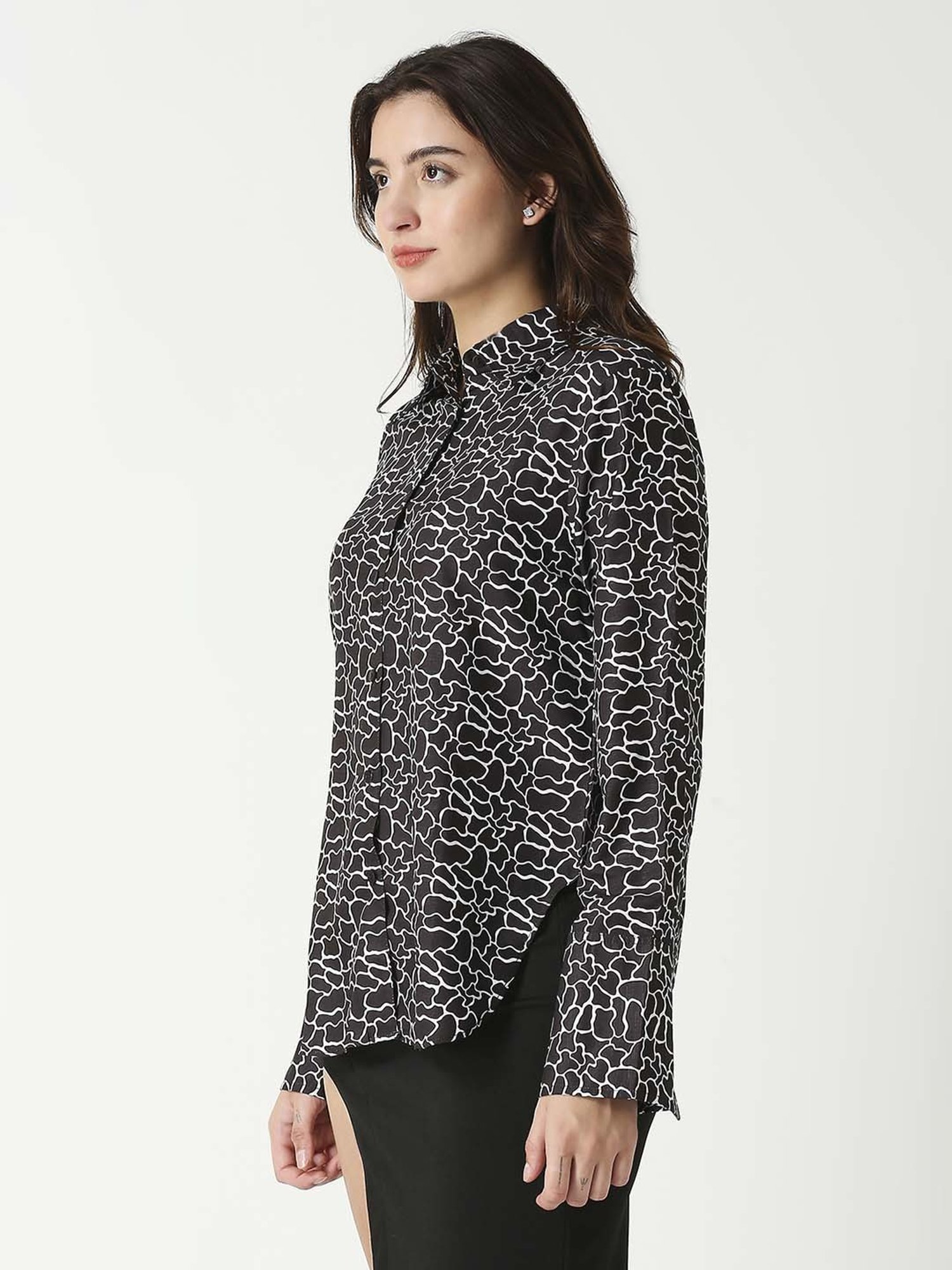 Remanika Black Cotton Printed Shirt