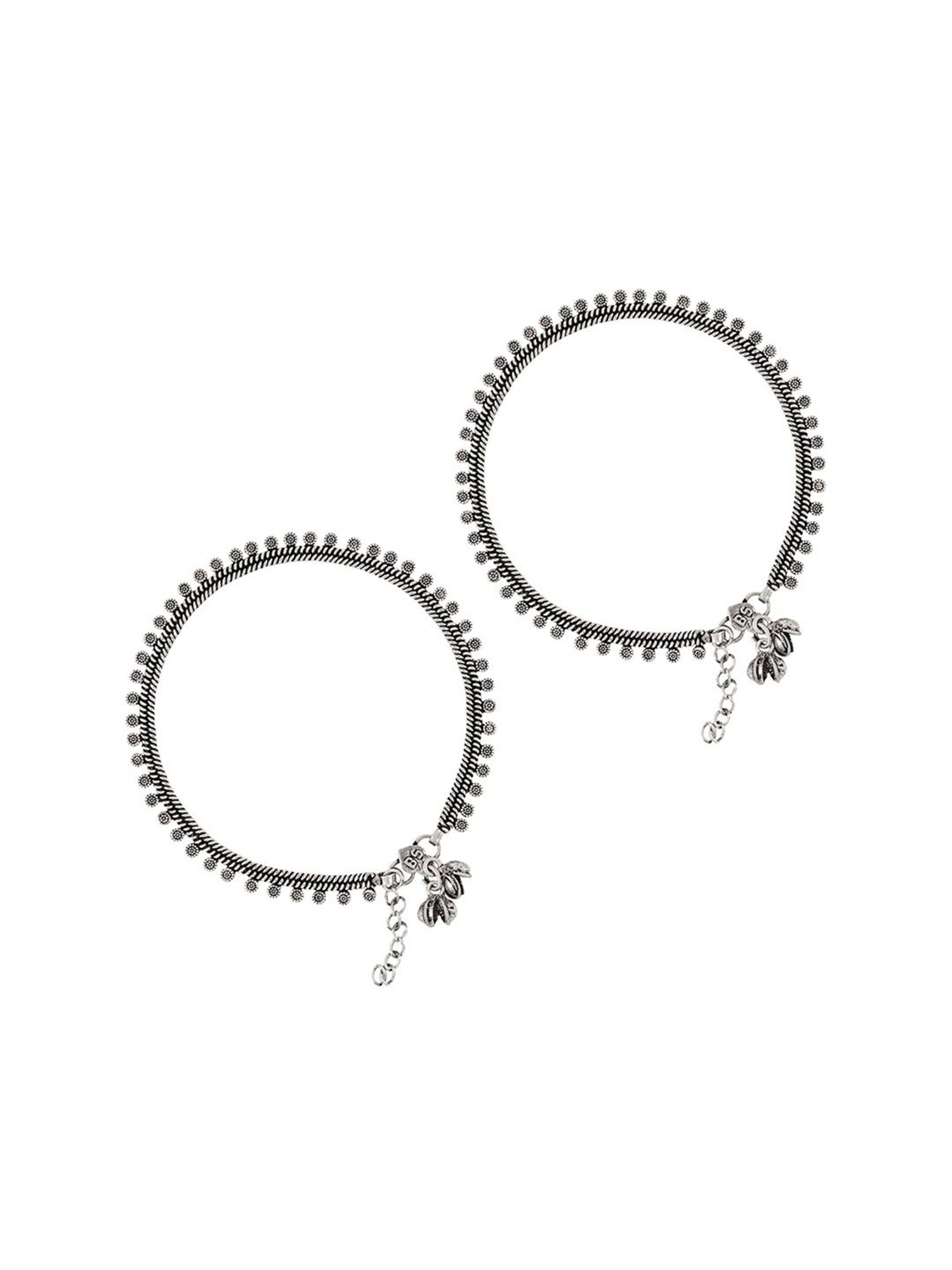 Teejh Spoorthi Silver Oxidized Ghungroo Pair of Anklet