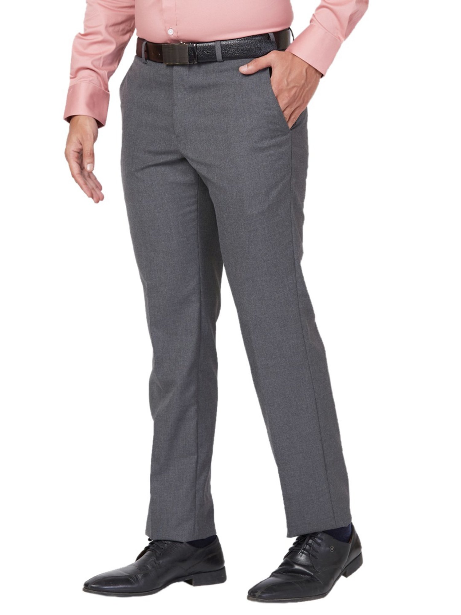 Park Avenue Grey Regular Fit Trousers