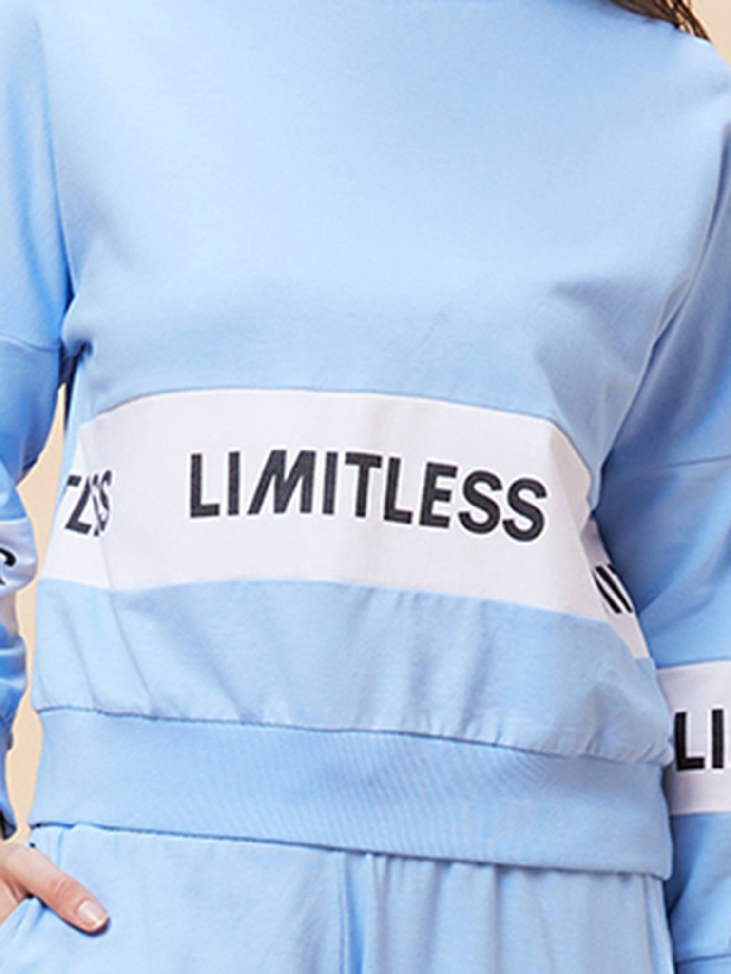 Globus Blue Cotton Graphic Print Sweatshirt With Joggers