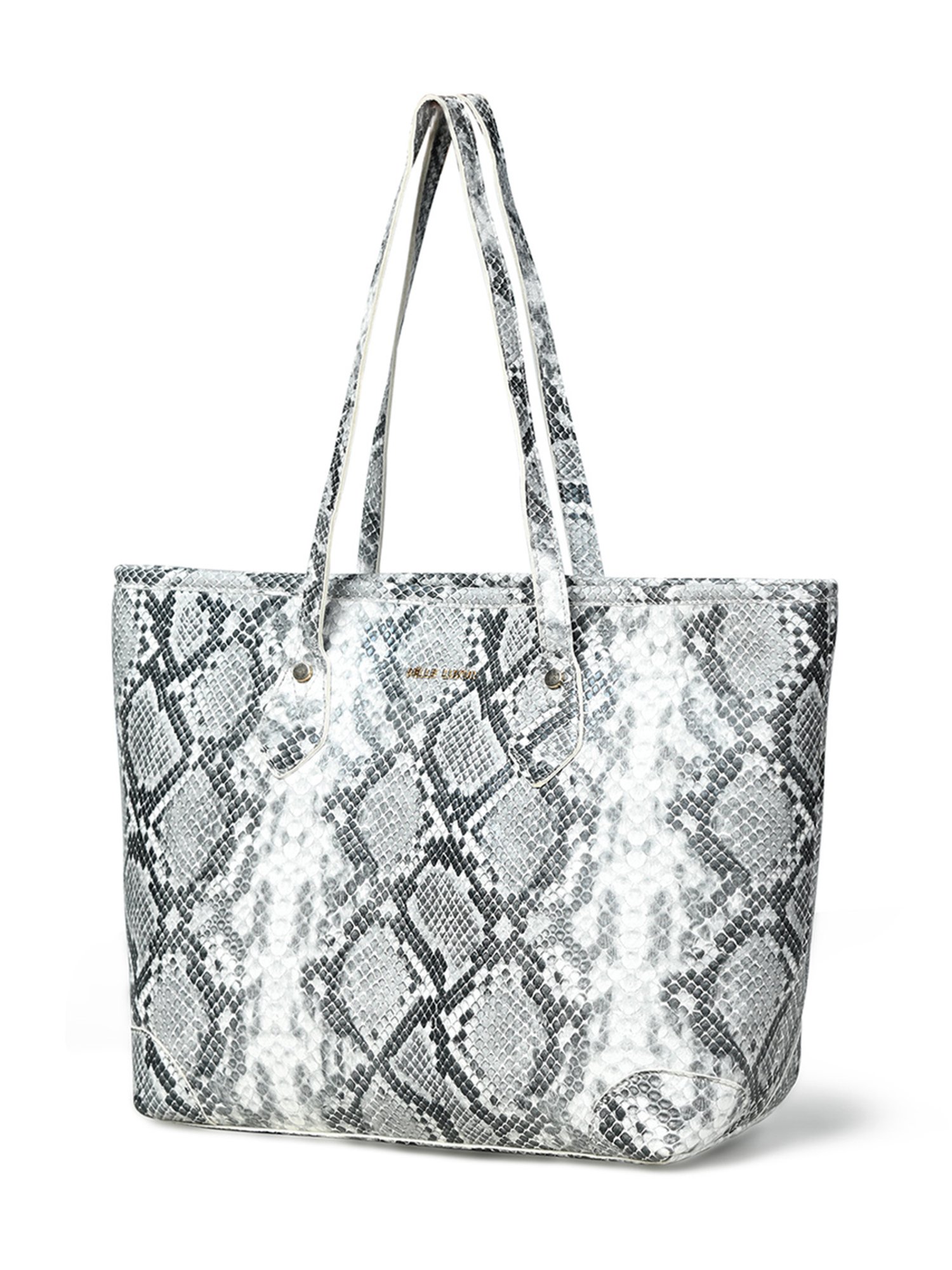 PELLE LUXUR Grey Animal Effect Large Handheld Handbag