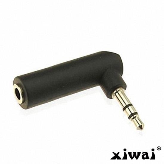 Xiwai 90 degree right angled 3.5mm 3poles Audio Stereo Male to Female Extension Adapter Black