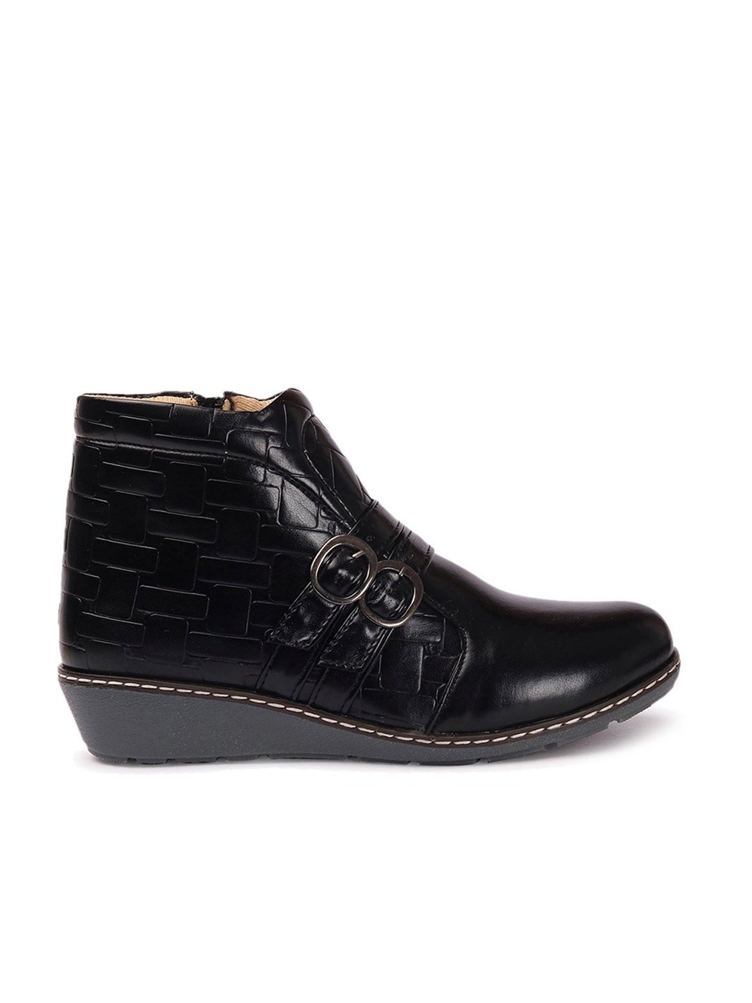 Iconics Women's Black Wedge Booties