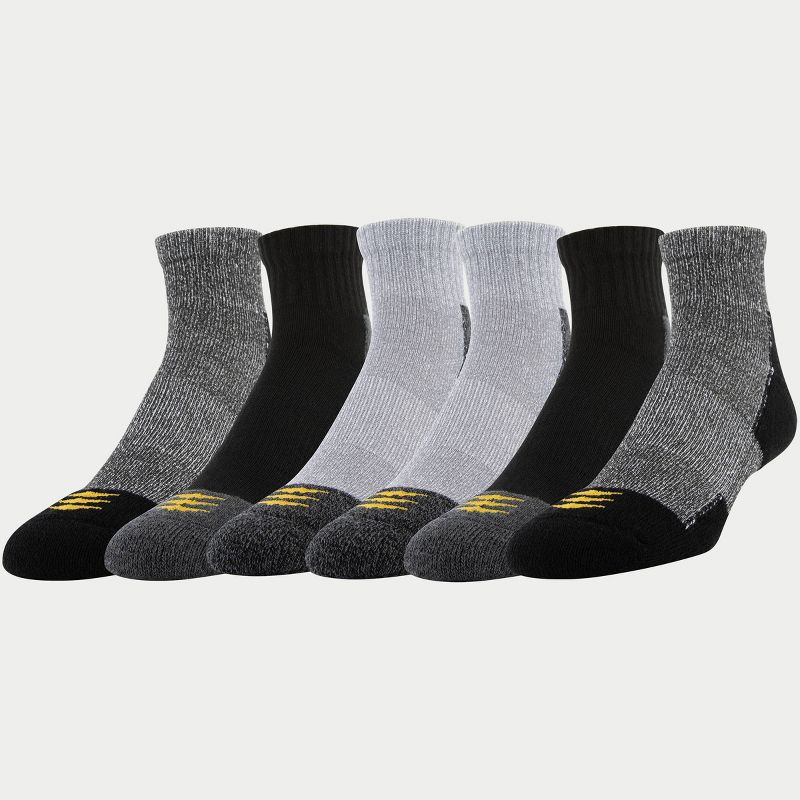 PowerSox Men's Workwear 6pk Quarter Athletic Socks  - Black Marl/Gray 6-12.5