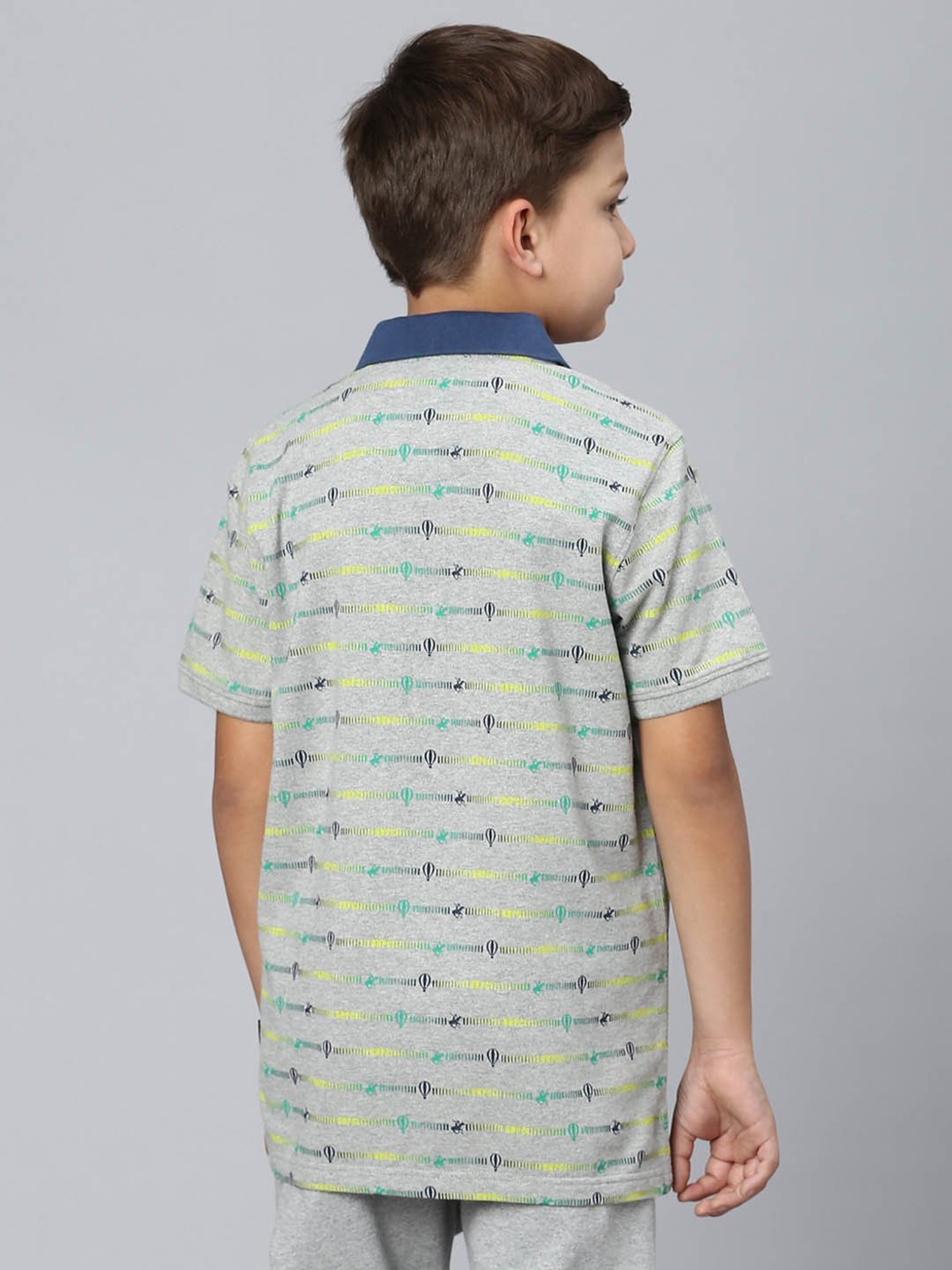 Beverly Hills Polo Club Boys Grey Printed Polo T-Shirt
