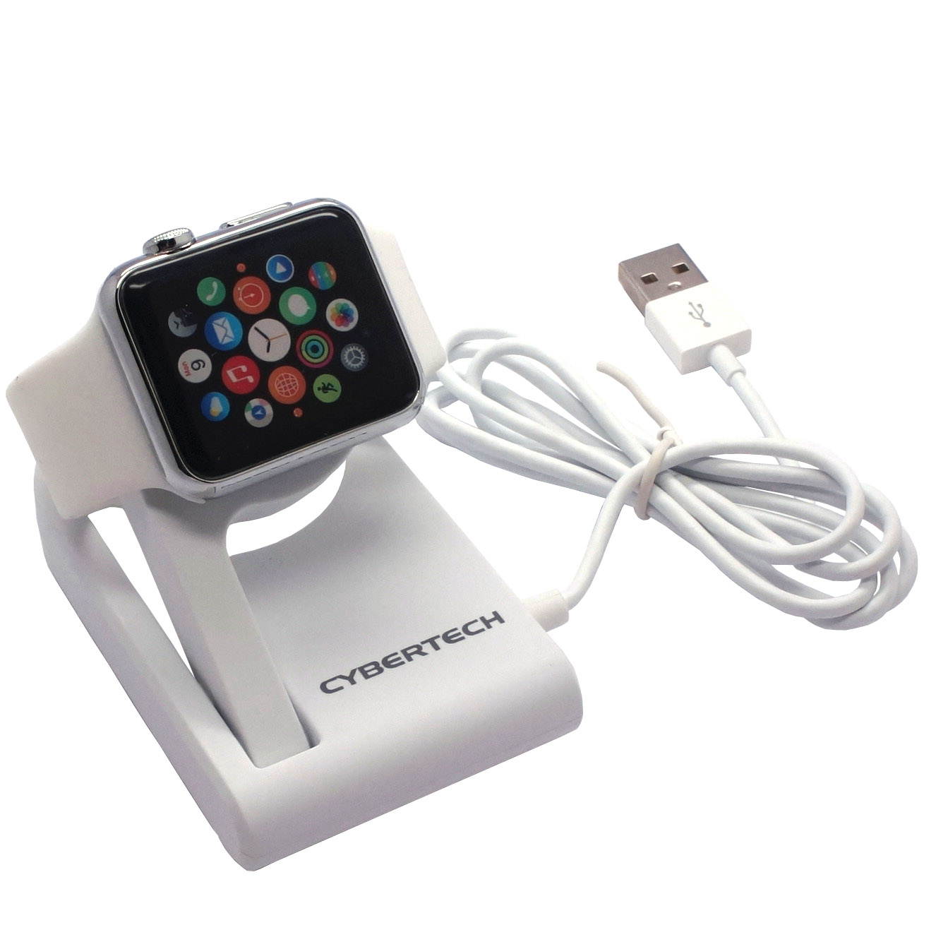 [MFI Certified] Apple iWatch Protable Magnetic Charging Dock,Foldable Design To Enable Nightstand Mode With 3ft Long USB Cable For All iWatch Models (Silver)