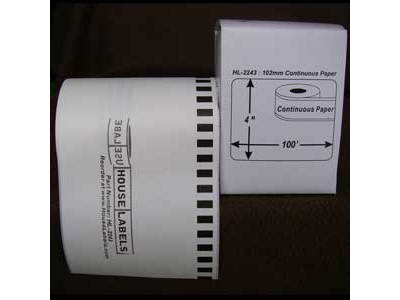 15 Rolls of BROTHER-compatible DK-2243 Continuous Labels (4in x 100'; 102mm*30.48m) in Mini-Cartons [BPA FREE]