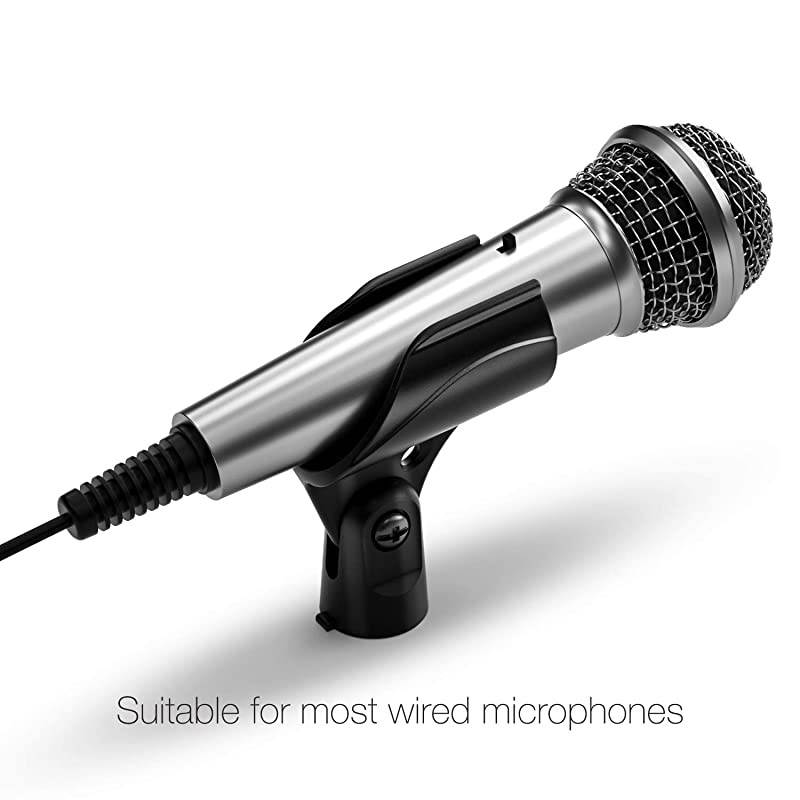 Universal Microphone Mic Clip Holder for Mic Stand with 5/8" Male to 3/8" Female Adapter, 2-pack