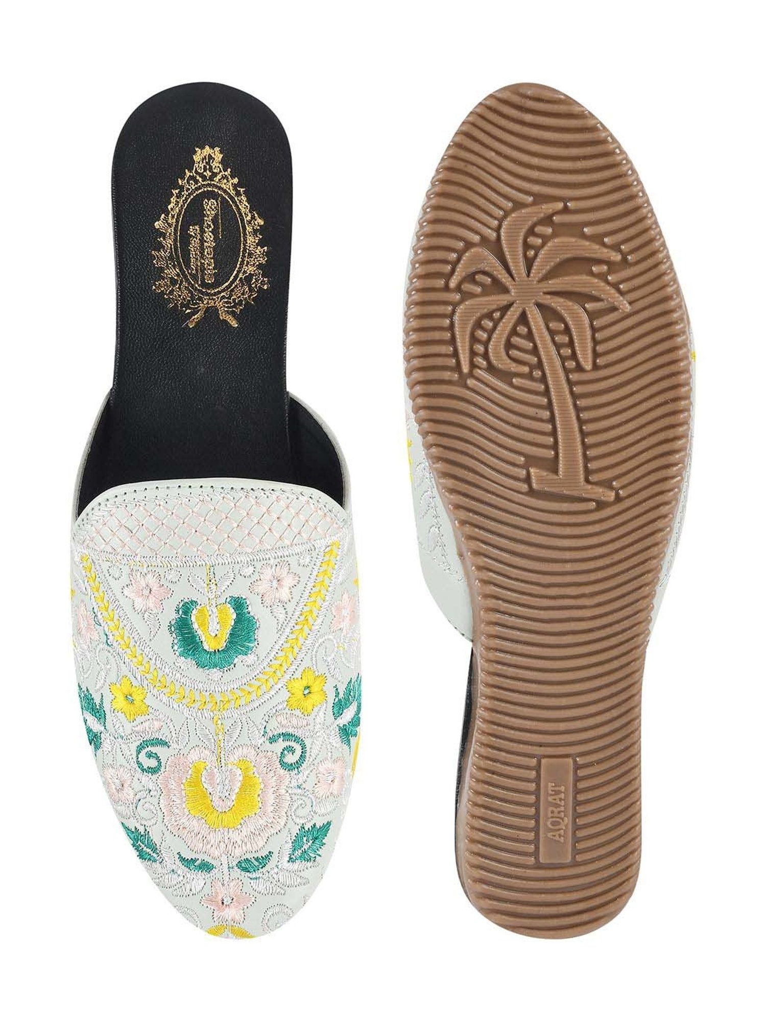 Shoetopia Kids Mint Green & Yellow Mule Shoes