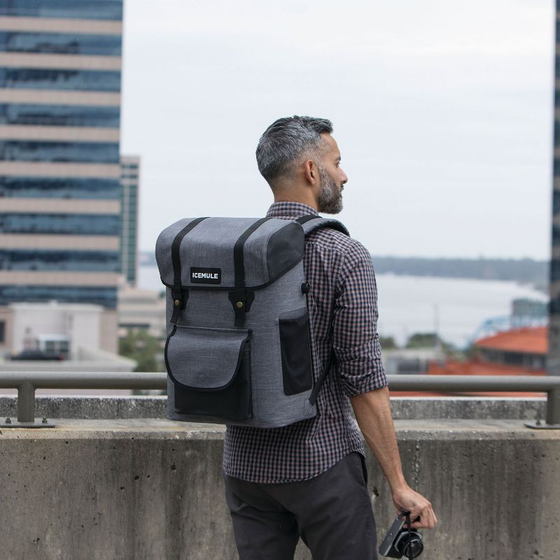 IceMule 1700-SG Urbano Portable Soft Sided Roll Top 30 Liter 20 Can Lightweight Insulated Floating Waterproof Leak Proof Backpack Cooler Bag