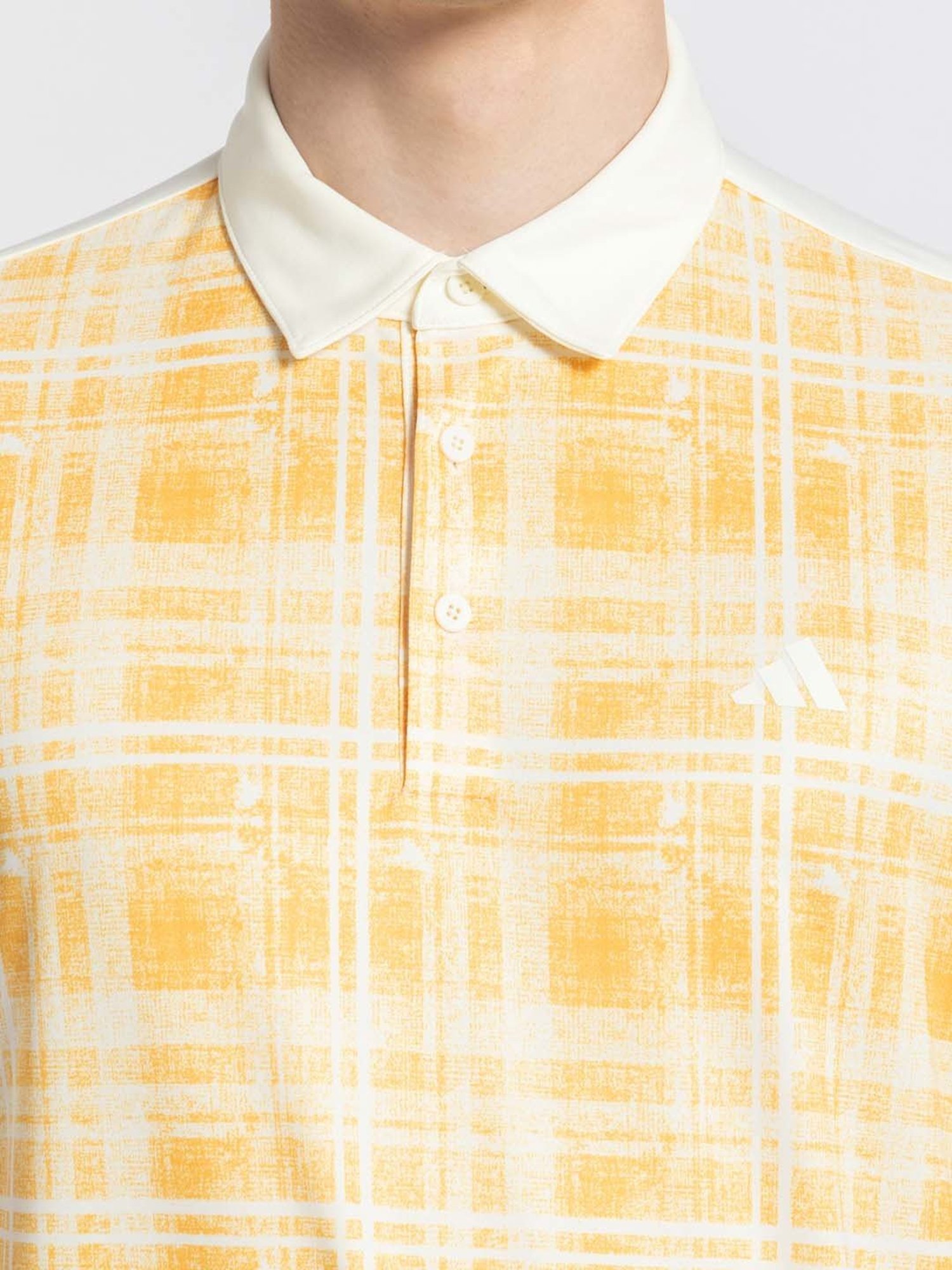 adidas Light Beige Regular Fit Printed Golf Polo T-Shirt