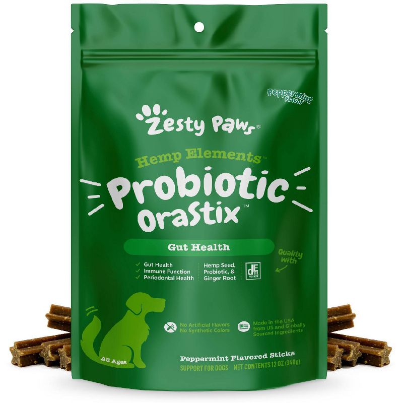 Zesty Paws Hemp Elements OraStix Probiotic Original Flavor - 12oz