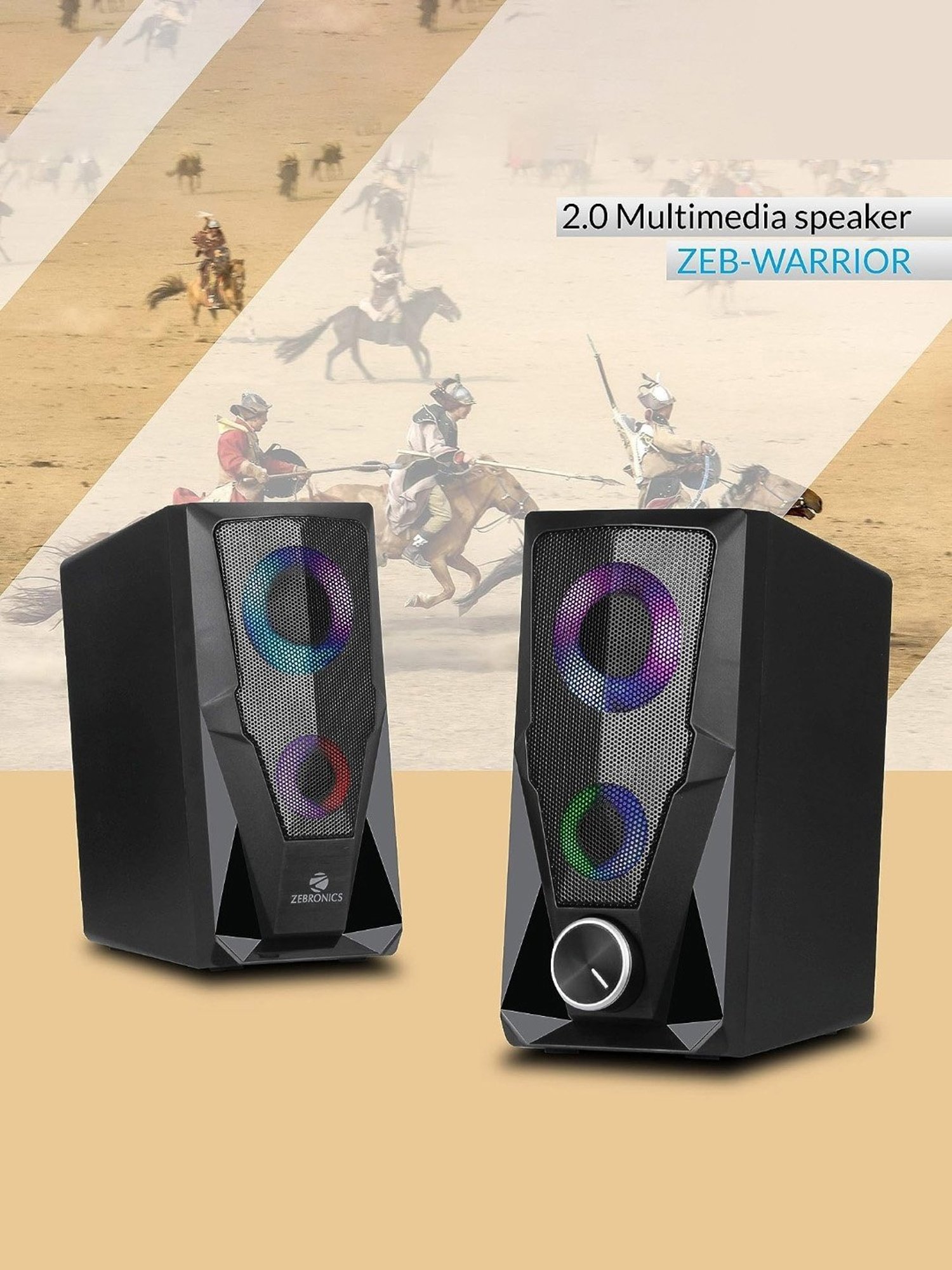 Zebronics Zeb-Warrior 10W 2.0 Channel RGB Multimedia Speaker (Black)