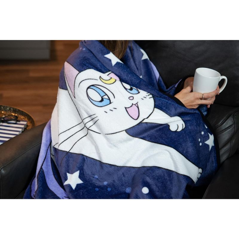 Just Funky Sailor Moon Luna And Artemis Large Fleece Throw Blanket | 60 x 45 Inches