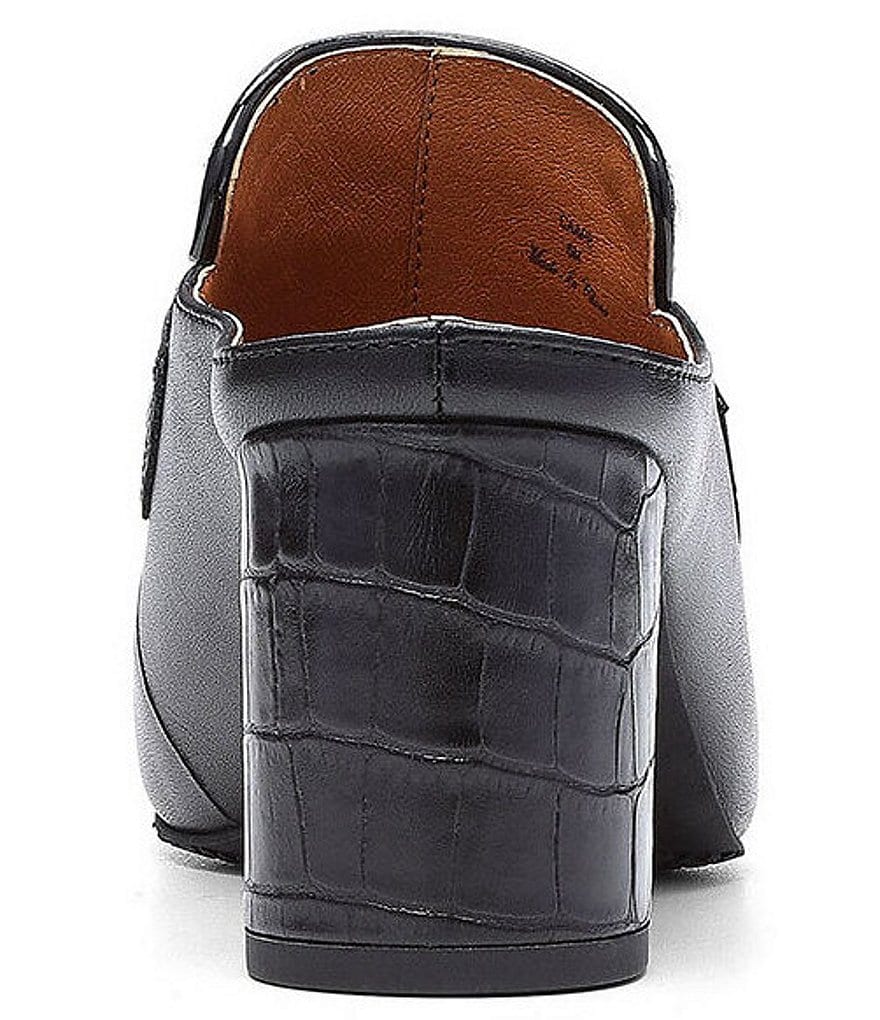 Donald Pliner Caape Leather Calf Hair Croco Heel Chain Strap Mules