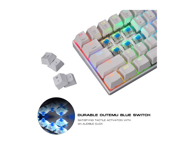 Motospeed CK62 Wireless 60% Mechanical Gaming Keyboard,Ultra-Compact 61 Keys Tenkeyless  Bluetooth/Wired Dual Mode Keyboard, RGB Backlight, Compatible for Multi-Device Connection (Blue Switch, Black)