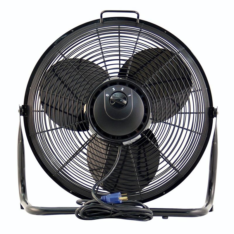 Air King 12 Inch 1/25 Horsepower 3-Speed Indoor Industrial and Commercial Open Motor Pivoting Warehouse Garage Steel Floor Fan, Black