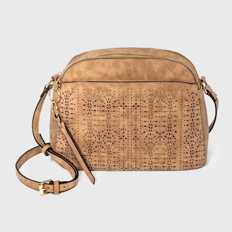 VR NYC Laser Cut Dome Crossbody Bag - Natural