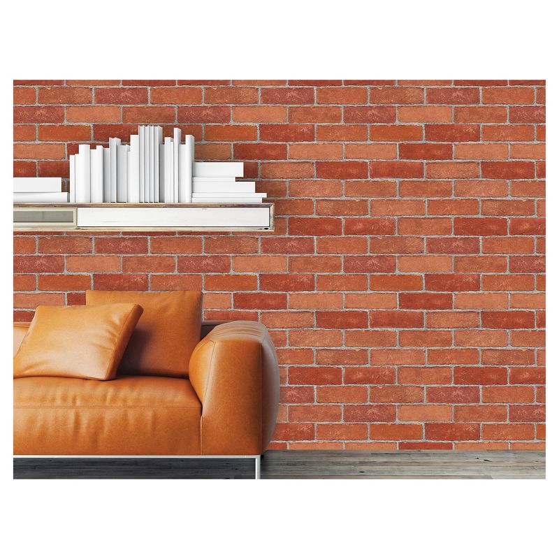 Devine Color Textured Brick Peel & Stick Wallpaper Red