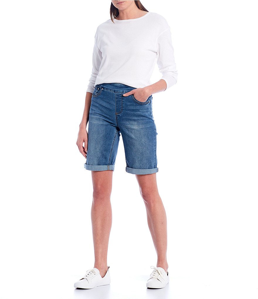 Westbound Petite Size the PARK AVE fit Indigo Skimmer Shorts
