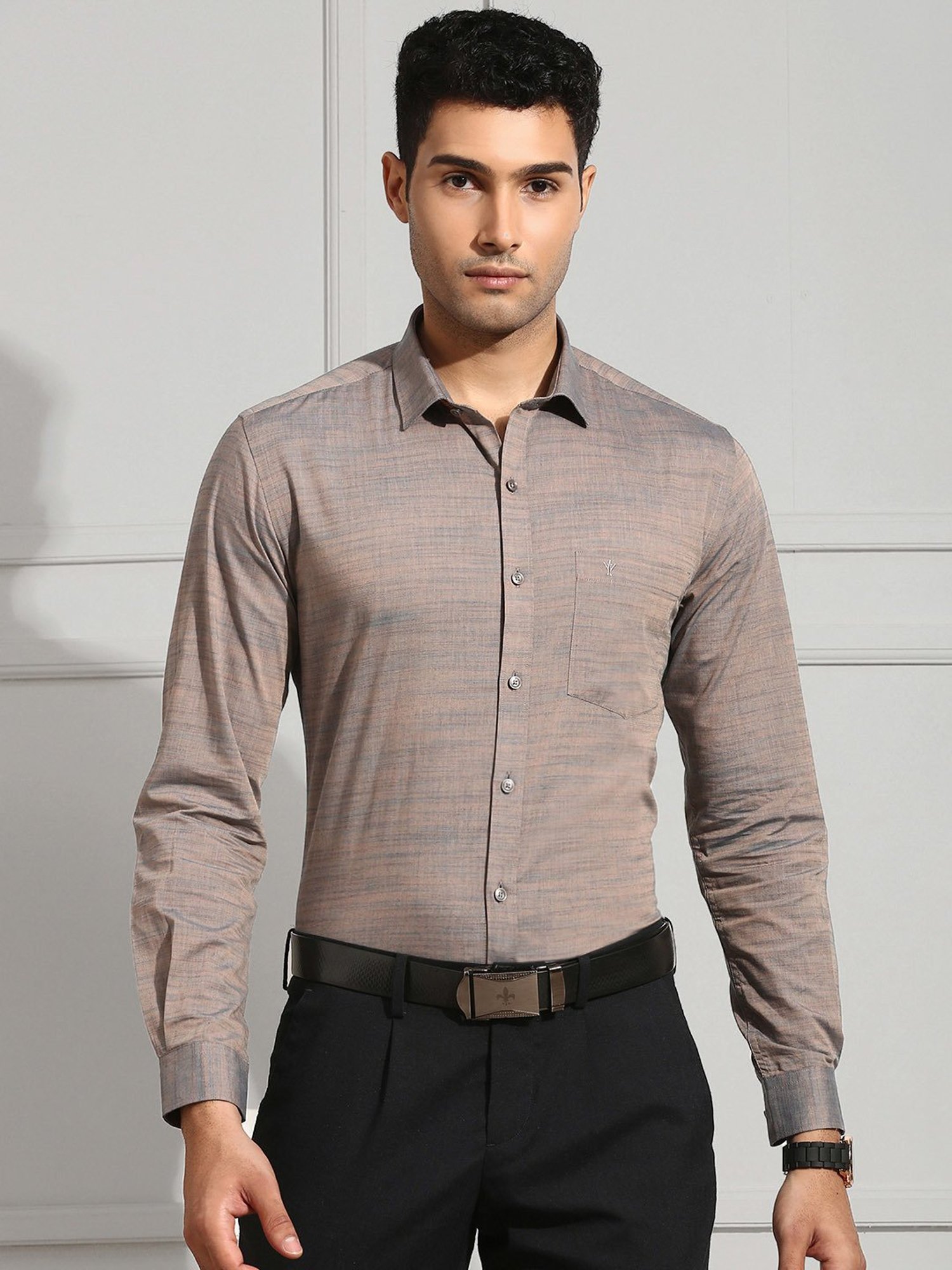 Ramraj Multicolor Regular Fit Textured Cotton Shirt