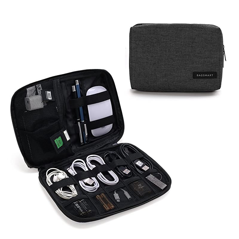 Electronic Organizer Small Travel Cable Organizer Bag for Hard Drives Cables Phone USB SD Card Black