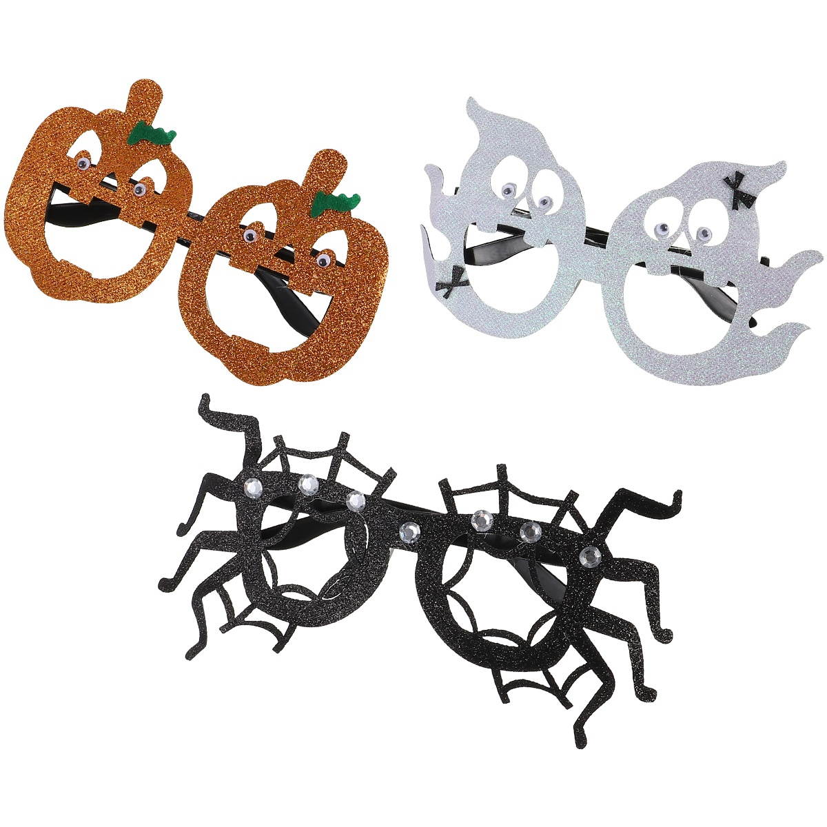 3pcs Halloween Glasses Spider Pumpkin Ghost Glasses for Party (Assorted Color)